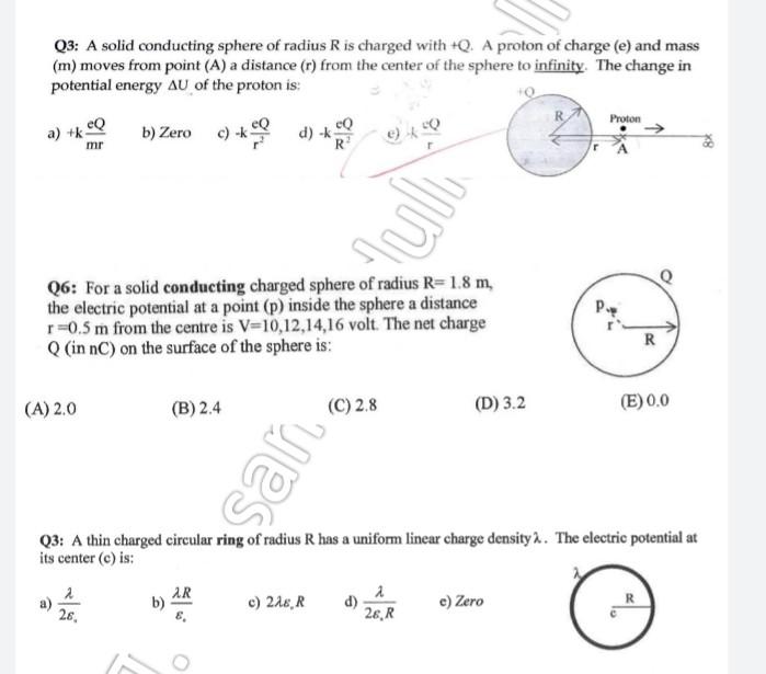 Solved Q3: A solid conducting sphere of radius R is charged | Chegg.com