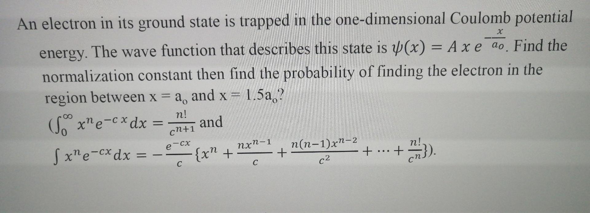 Solved х An electron in its ground state is trapped in the | Chegg.com