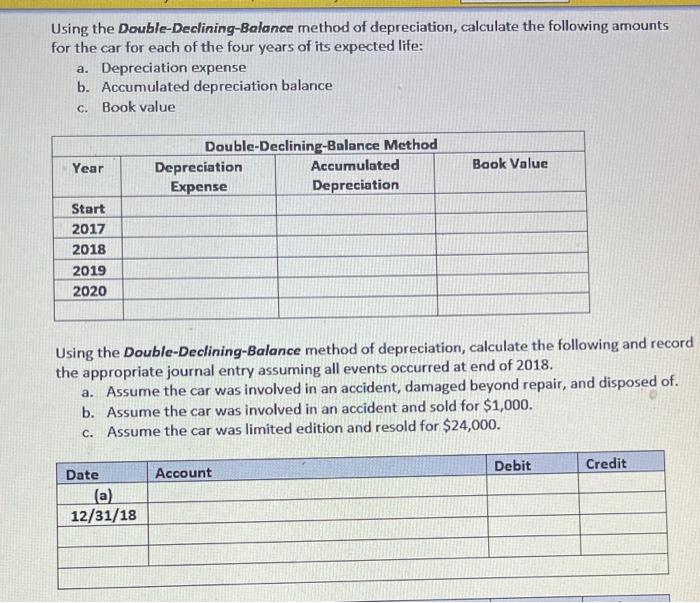 Using the Double-Declining-Balance method of | Chegg.com
