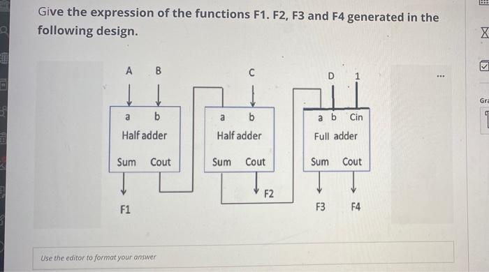 Solved THE Give the expression of the functions F1. F2, F3 | Chegg.com
