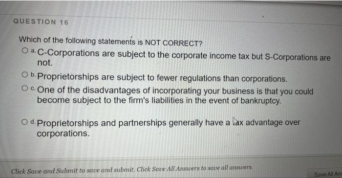 Solved Which of the following statements is NOT CORRECT? a. | Chegg.com