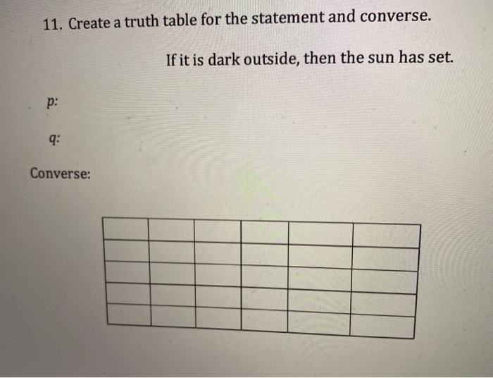 Solved 9. Create a truth table for the statement and its | Chegg.com