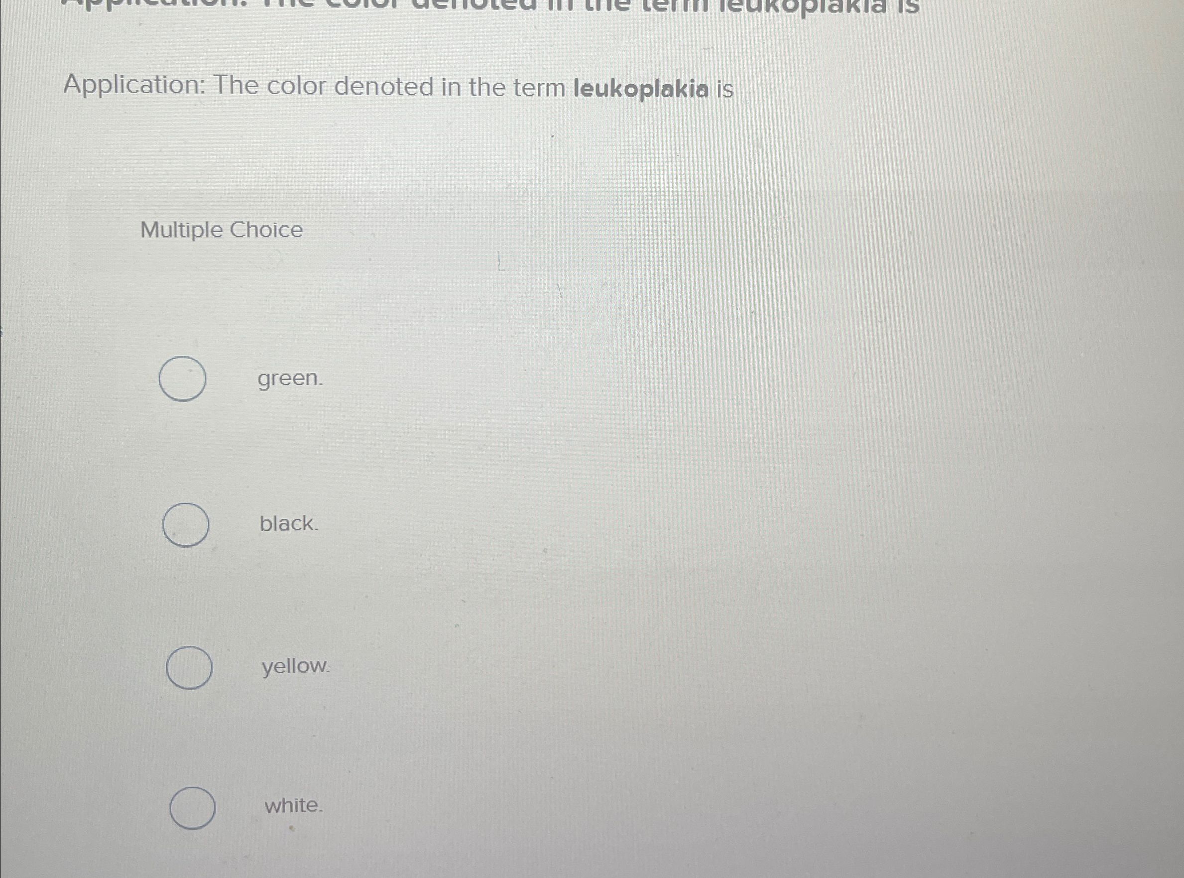 Solved Application: The color denoted in the term | Chegg.com