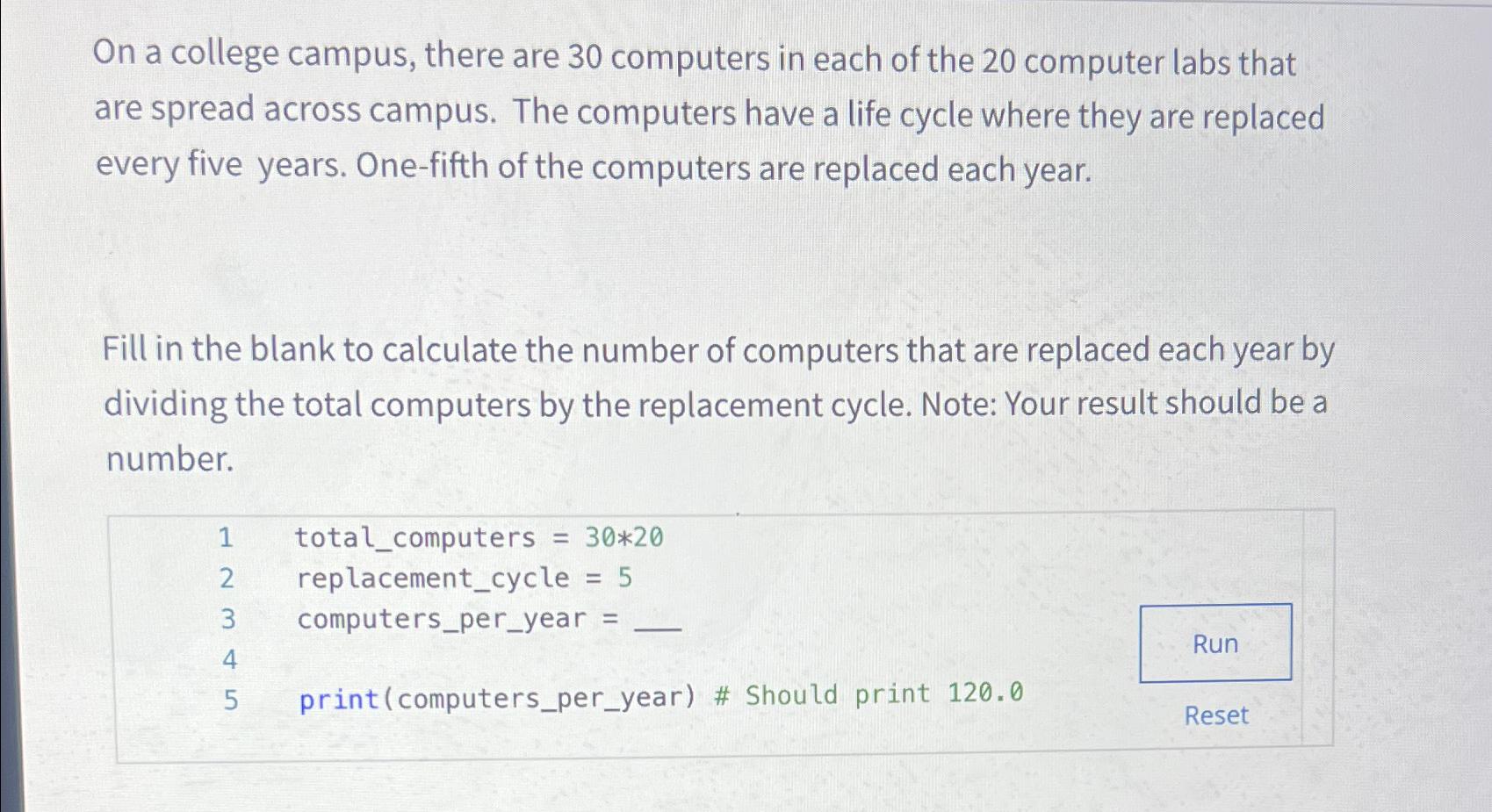 Solved On a college campus, there are 30 ﻿computers in each | Chegg.com