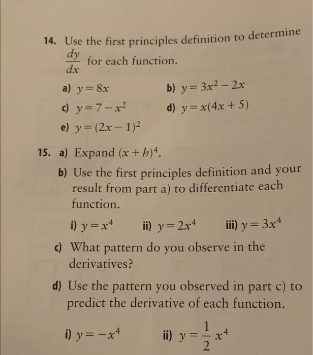 Solved dy - 14. Use the first principles definition to | Chegg.com