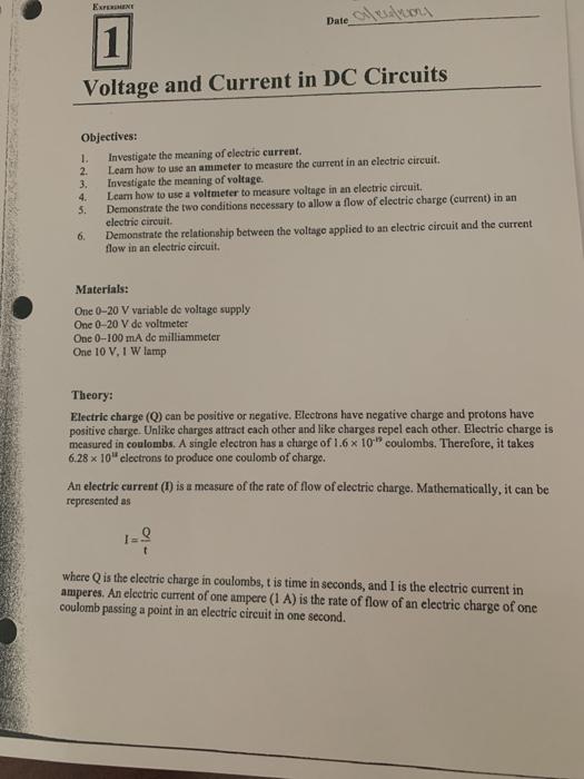 Solved Experimenti Question: What happened to the current | Chegg.com
