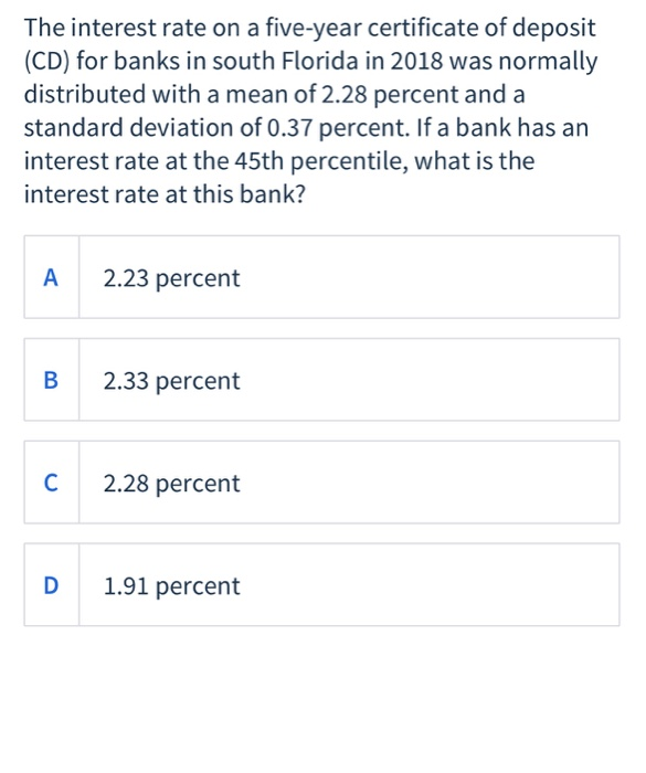 Solved The Interest Rate On A Five Year Certificate Of De