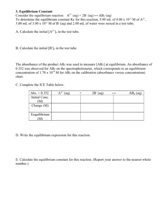 Solved 3. Equilibrium Constant Consider The Equilibrium | Chegg.com