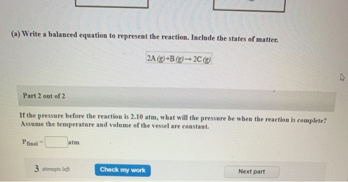 Solved (a) Write a balanced equation to represent the | Chegg.com