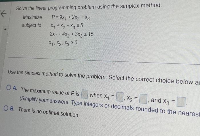 Solved Solve the linear programming problem using the | Chegg.com