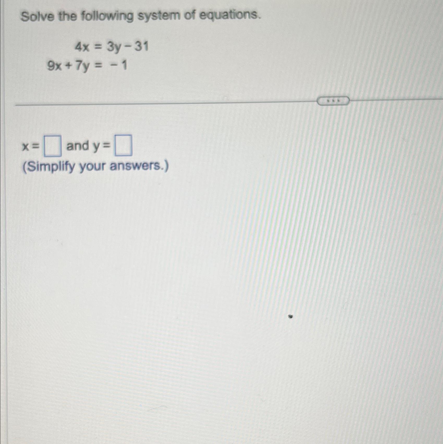Solved Solve the following system of | Chegg.com