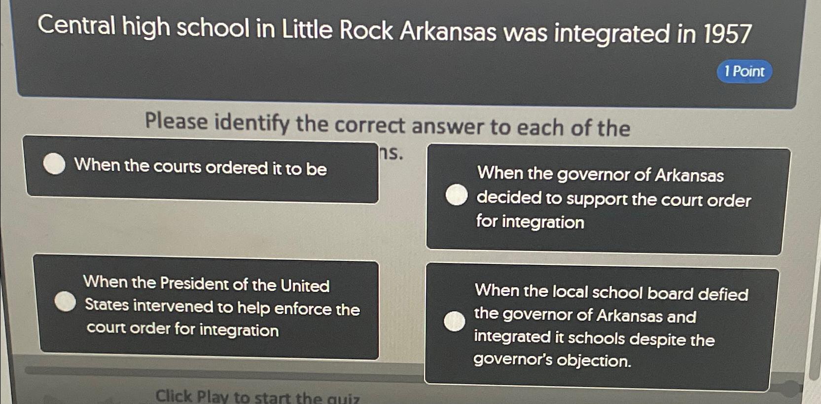 Solved Central high school in Little Rock Arkansas was