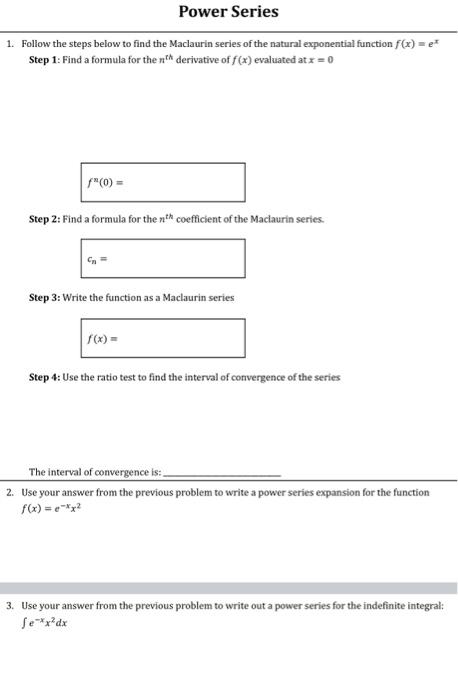 Solved 1. Follow the steps below to find the Maclaurin | Chegg.com