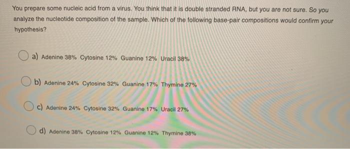 Solved You Prepare Some Nucleic Acid From A Virus You Think Chegg Com