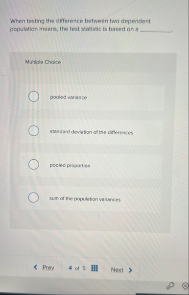 Solved When testing the difference between two dependent | Chegg.com