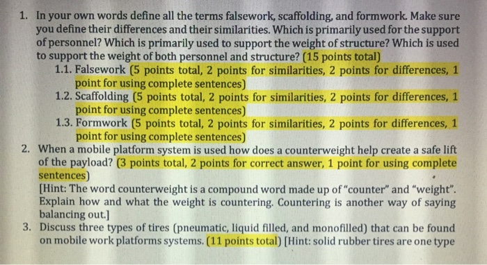 solved-1-in-your-own-words-define-all-the-terms-falsework-chegg