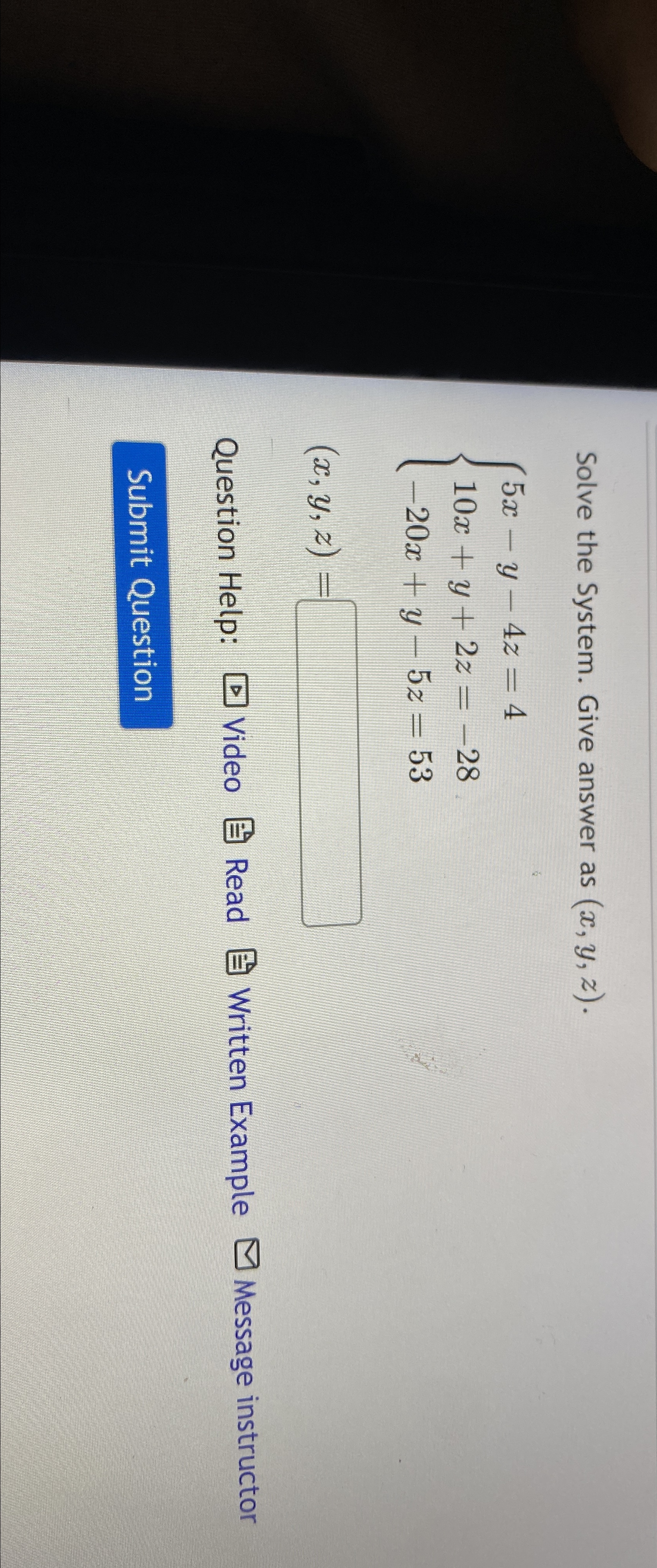 Solved Solve the System. Give answer as | Chegg.com