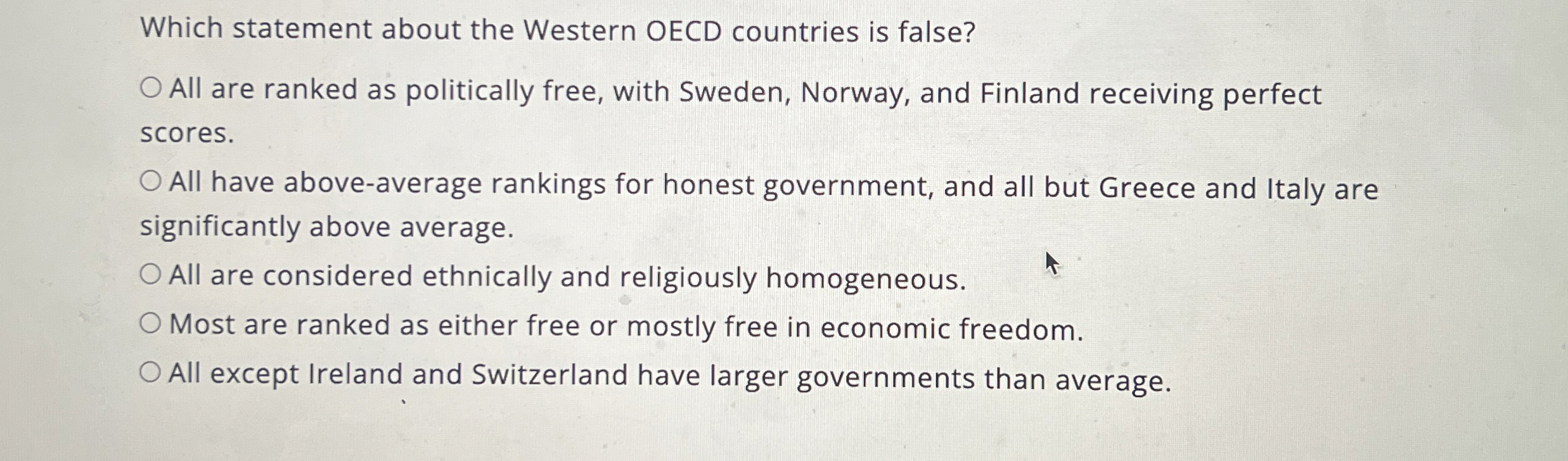 Solved Which statement about the Western OECD countries is | Chegg.com