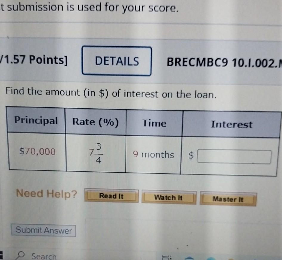 Solved Submit Answer Points] DETAILS BRECMBC9 | Chegg.com