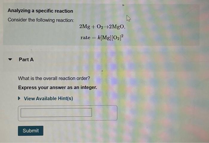 Solved Analyzing a specific reaction Consider the following | Chegg.com