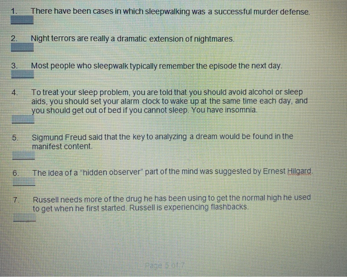 Solved 1. There have been cases in which sleepwalking was a | Chegg.com