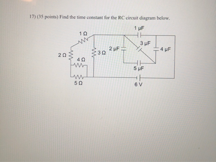 Solved 17) (35 points) Find the time constant for the RC | Chegg.com