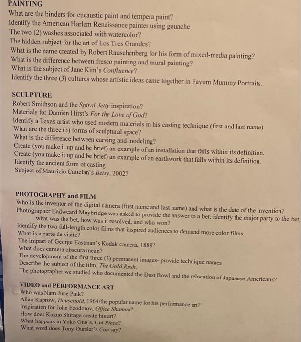 Solved PAINTING What are the binders for encaustic paint and