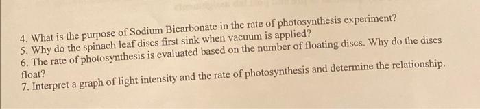 why use sodium bicarbonate in photosynthesis experiment