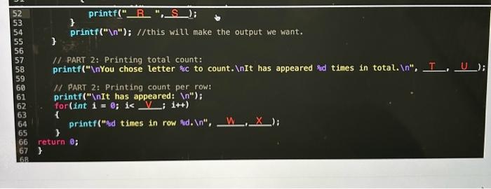 Solved fill in the blanks from A to z and its C programming | Chegg.com