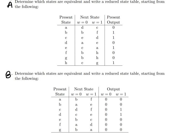 Solved A Determine which states are equivalent and write a | Chegg.com