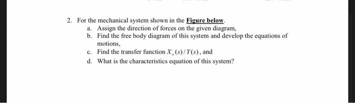 Solved 2. For the mechanical system shown in the Figure | Chegg.com
