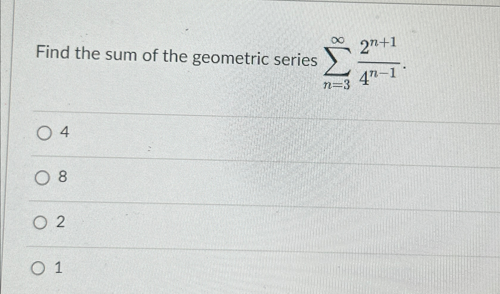 Solved Find the sum of the geometric series | Chegg.com