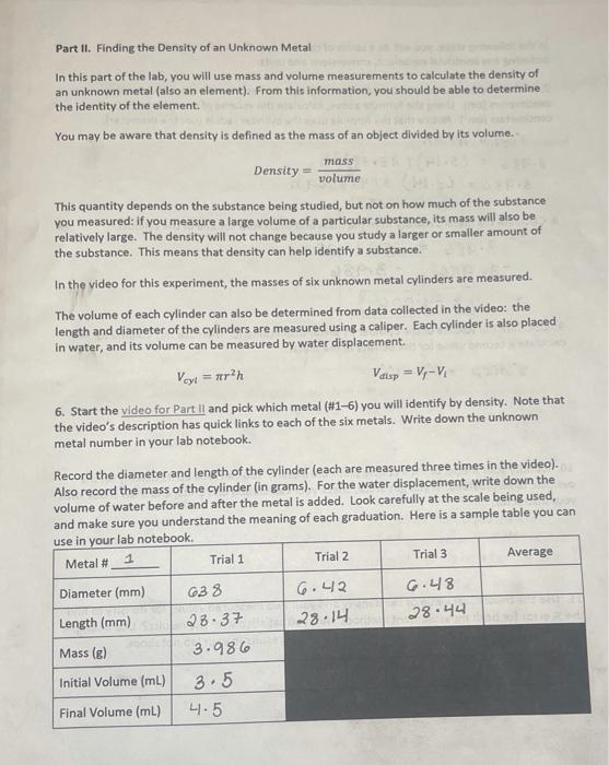 solved-part-ii-finding-the-density-of-an-unknown-metal-in-chegg