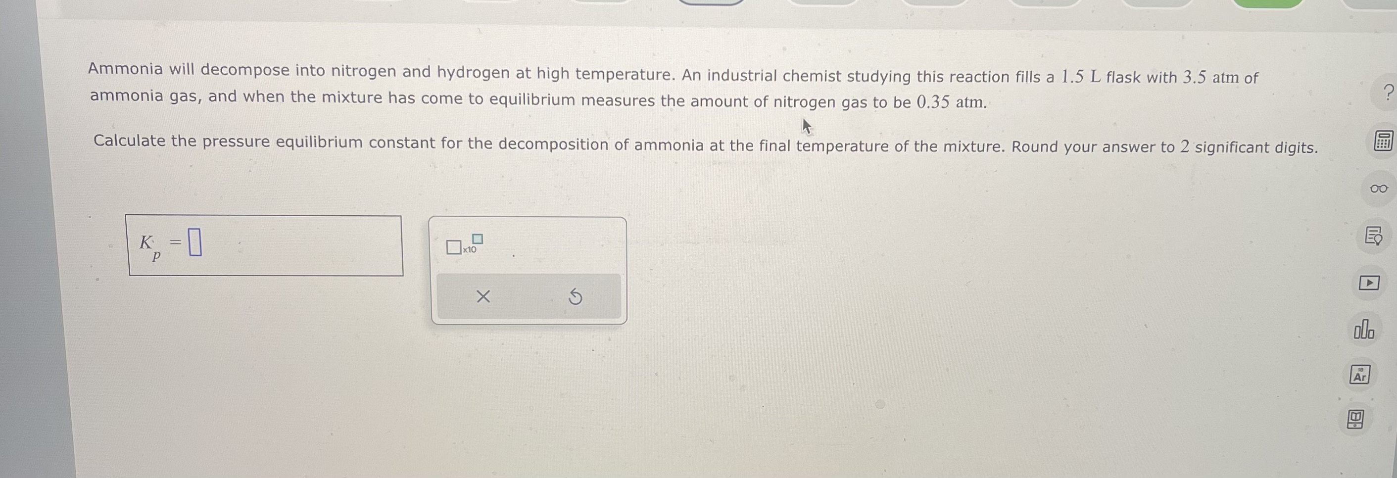 Solved Ammonia will decompose into nitrogen and hydrogen at | Chegg.com
