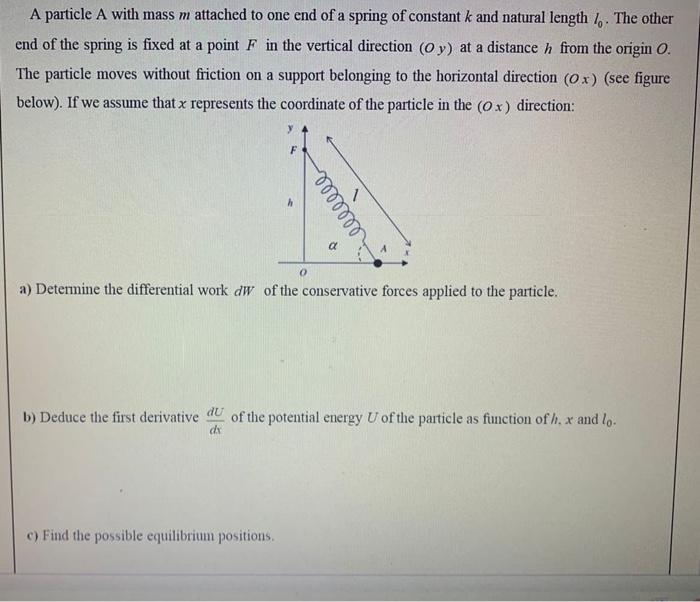 Solved A particle A with mass m attached to one end of a | Chegg.com
