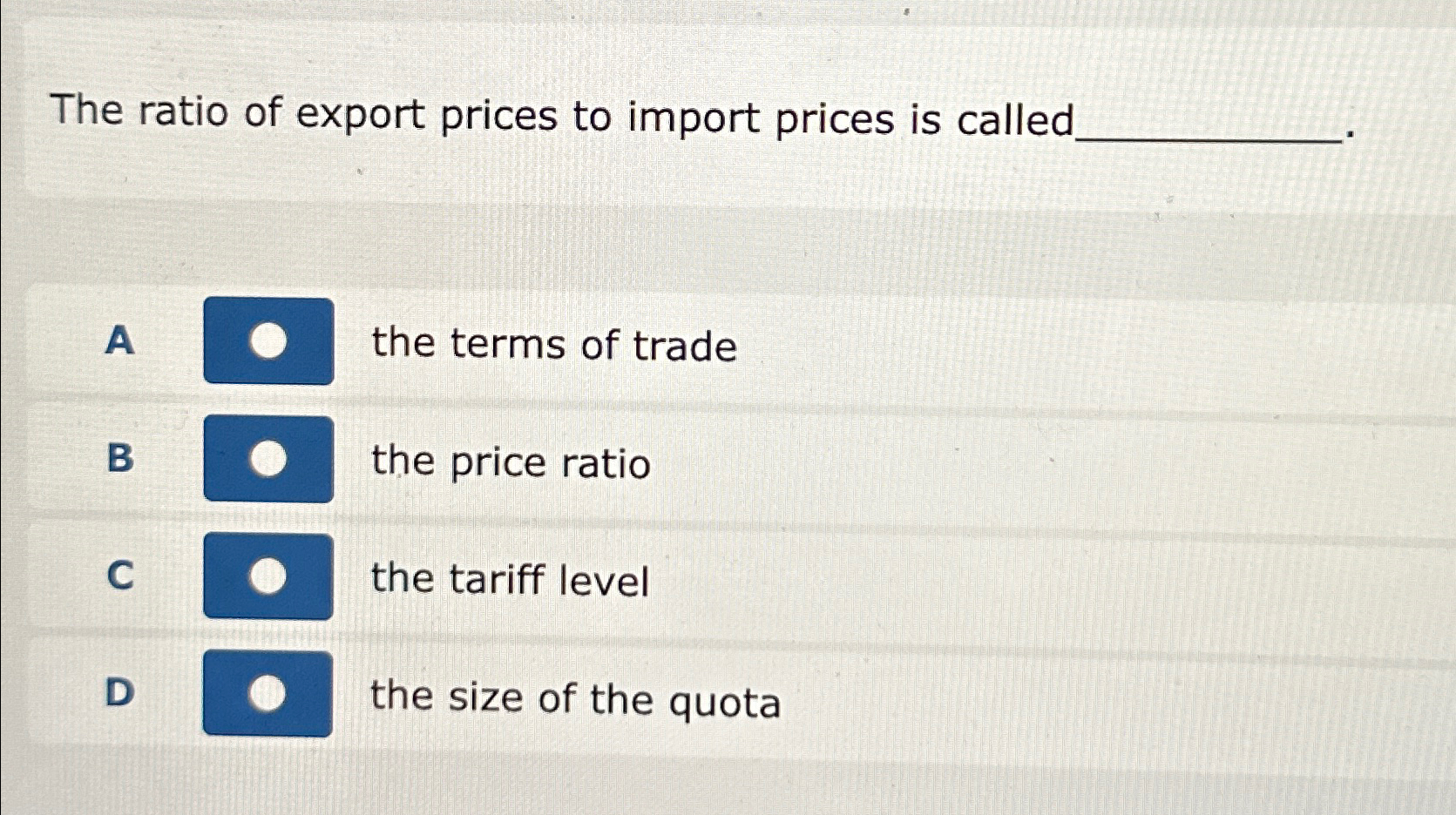 Solved The ratio of export prices to import prices is | Chegg.com