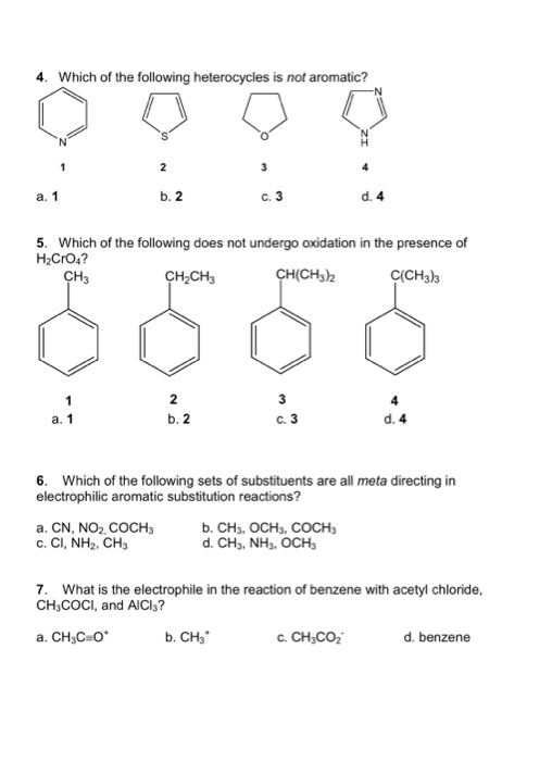 Solved 4. Which Of The Following Heterocycles Is Not | Chegg.com