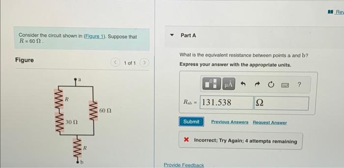 Solved Consider The Circuit Shown In R 60Ω Part A Figure