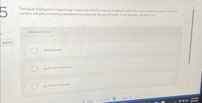 Solved The Equal Employment Opportunity Commission (EEOC) | Chegg.com