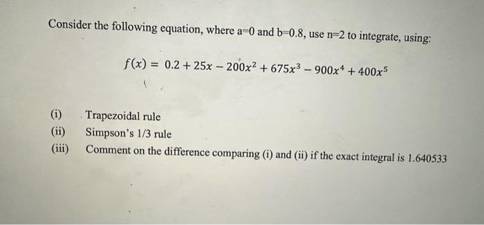 Solved Consider The Following Equation, Where A=0 And B=0.8, | Chegg.com