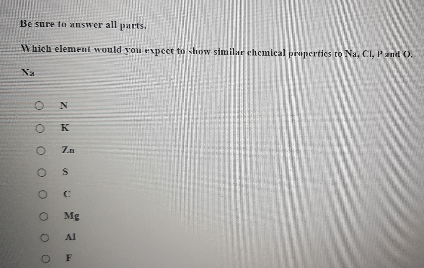 Solved Be sure to answer all parts. Which element would you | Chegg.com