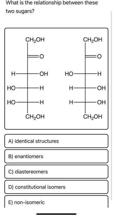 Solved What is the relationship between these two sugars? | Chegg.com