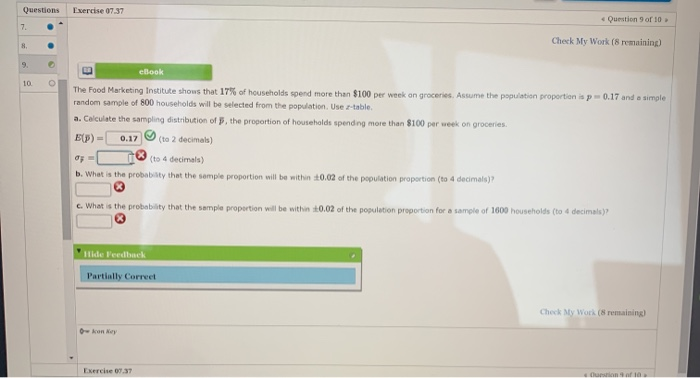 Solved Questions Exercise 07.37 Question 9 or 10 7 8 Check | Chegg.com
