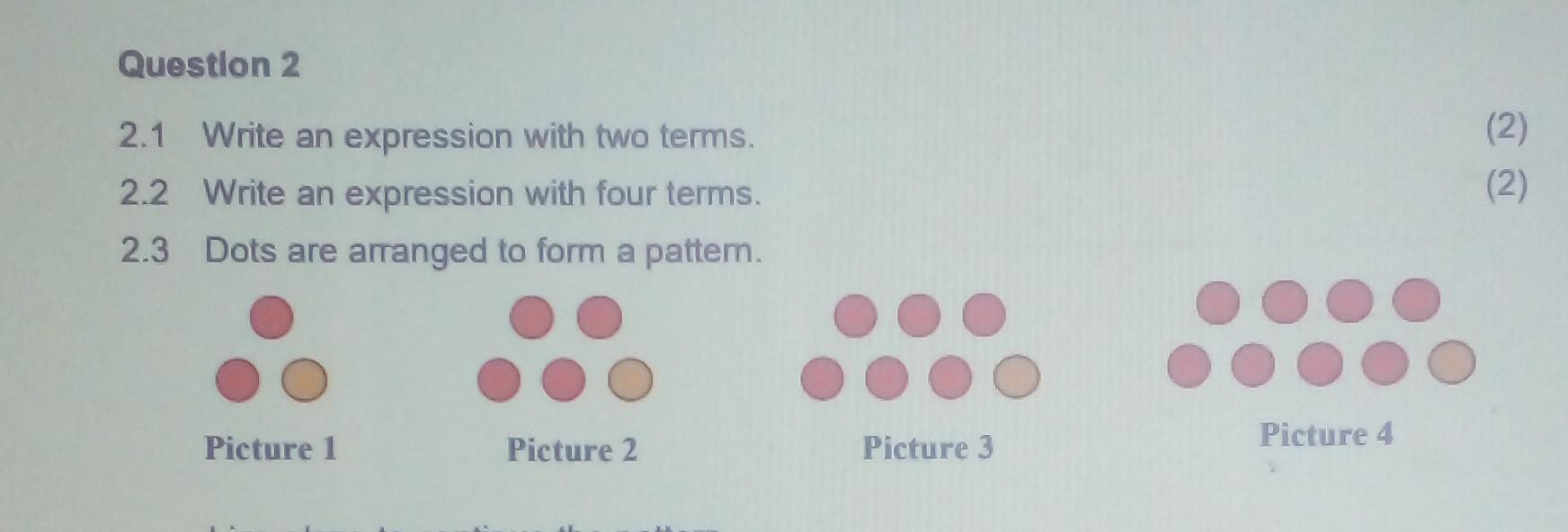 Solved 2.3 Dots are arranged to form a pattern. Picture | Chegg.com