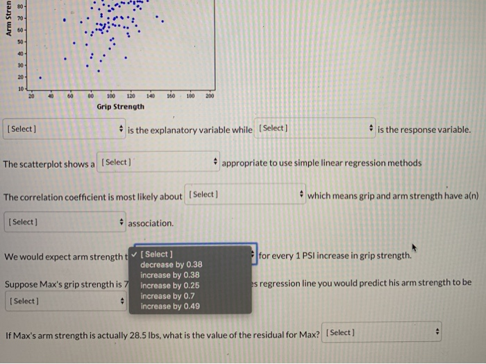 Solved The grip strength (in PSI) and arm strength (in LBS) | Chegg.com