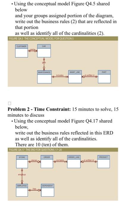 Solved - Using the conceptual model Figure Q4.5 shared below | Chegg.com