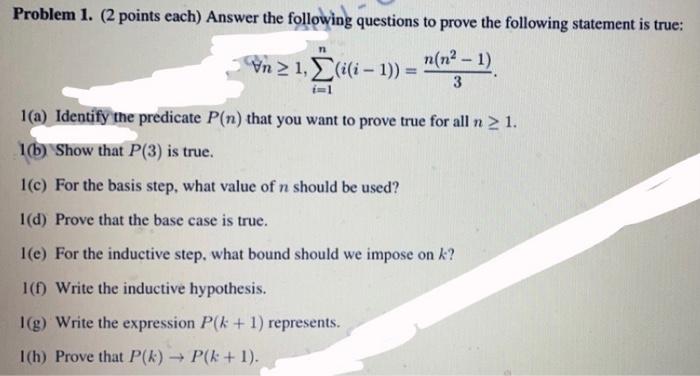 Solved Problem 1. (2 points each) Answer the following | Chegg.com