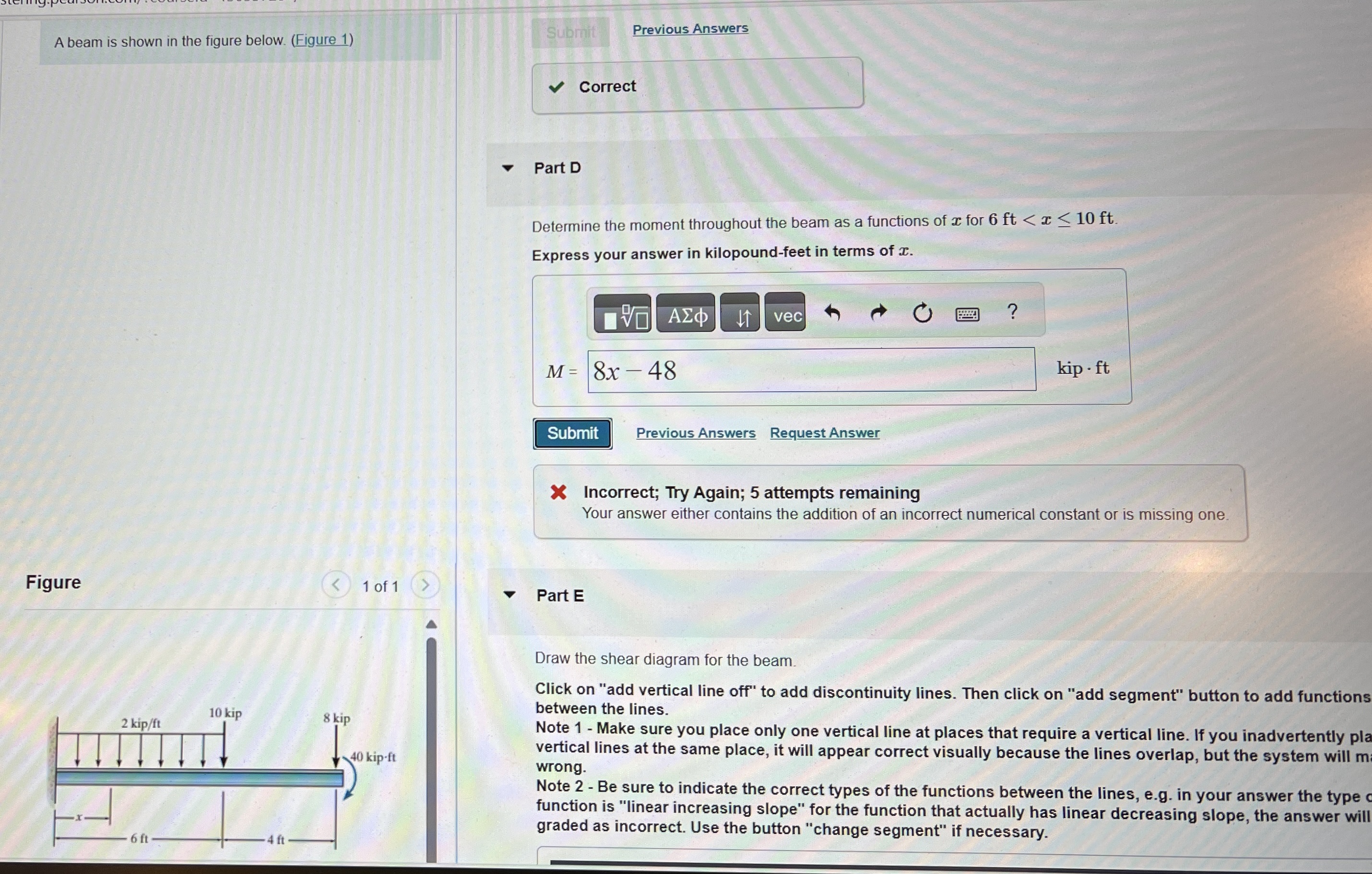 Solved A beam is shown in the figure below. (Figure | Chegg.com
