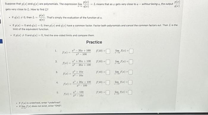 Solved Suppose that p(x) and q(x) are polynomials. The | Chegg.com