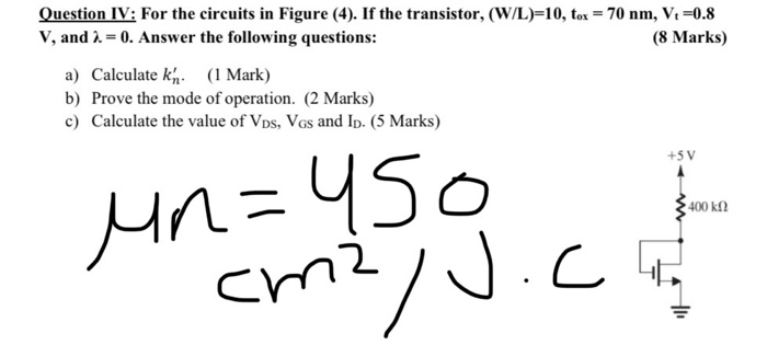 Solved Question IV: For the circuits in Figure (4). If the | Chegg.com